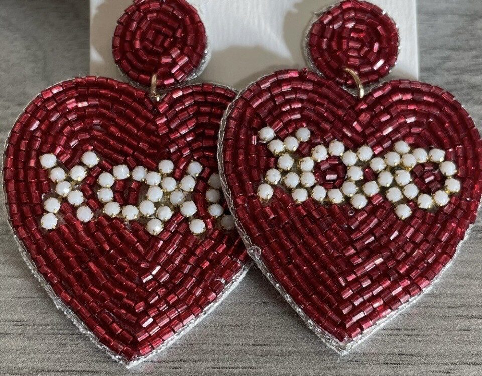 Heart XOXO Beaded Earrings Valentine’s Day Jewelry