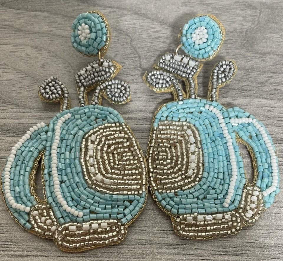 Golf Days Beaded Earrings Blue