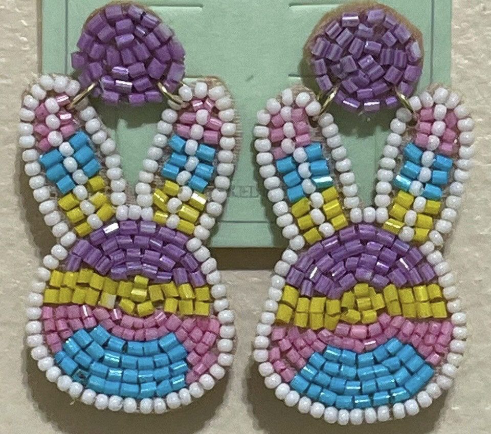 Multicolor Beaded Easter Earrings