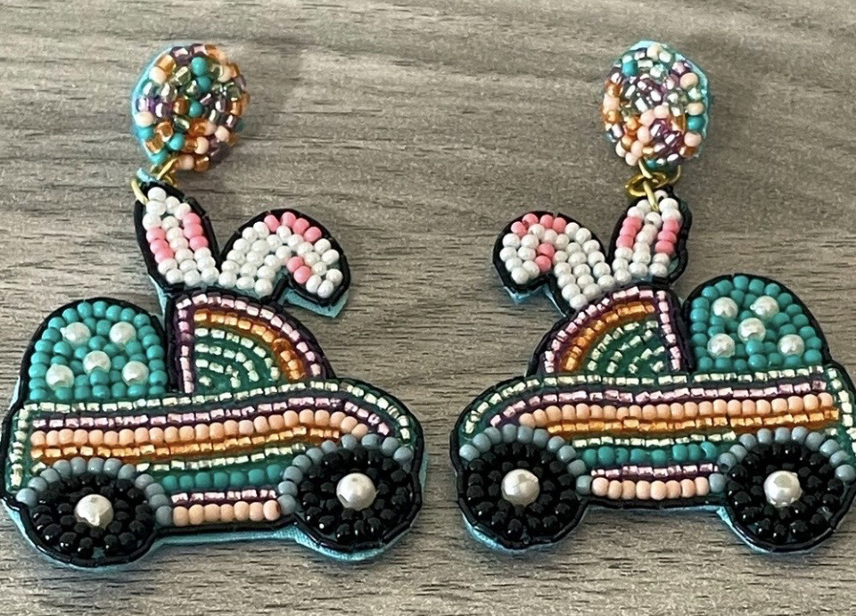 Multicolor Beaded Easter Earrings
