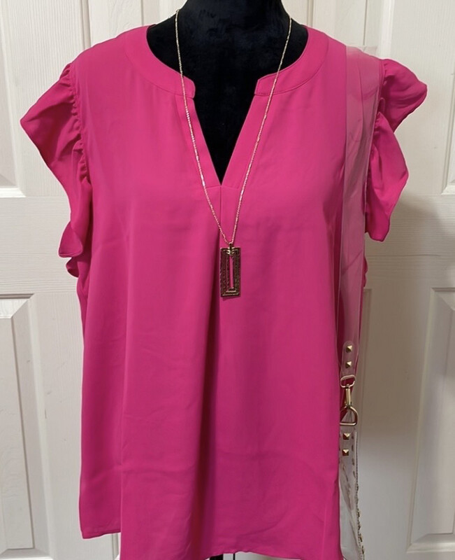Pink Ruffled Sleeves Top Size 2X