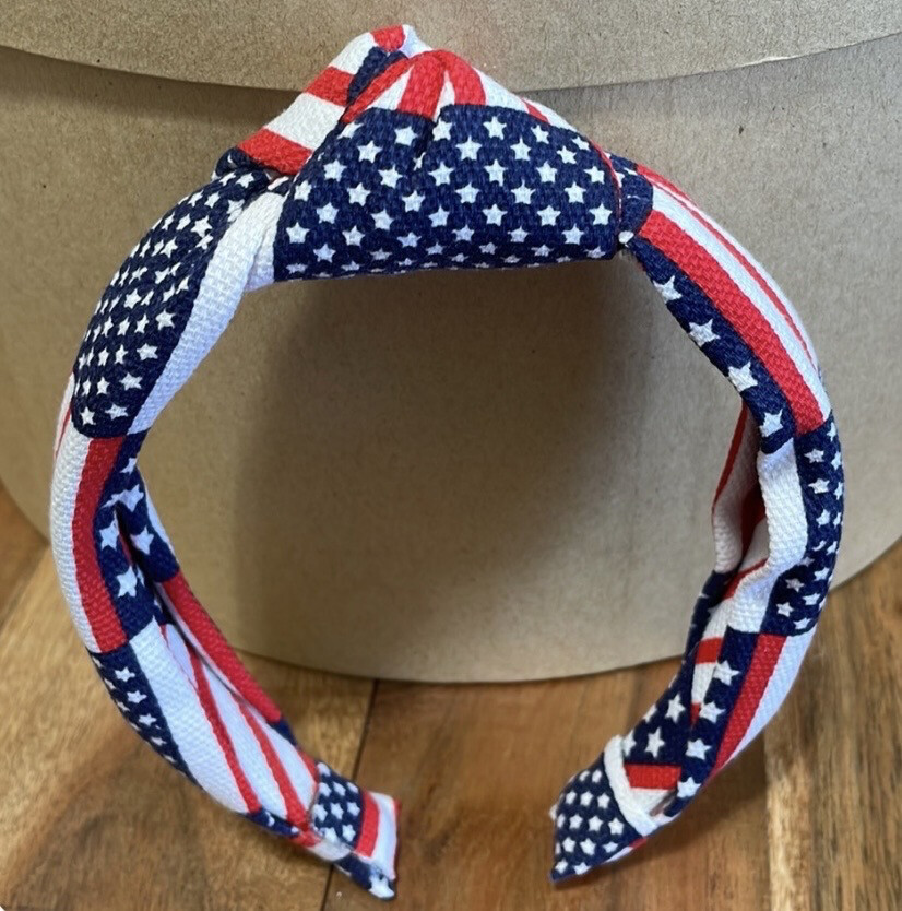 Camille Patriotic Red White Blue Headband