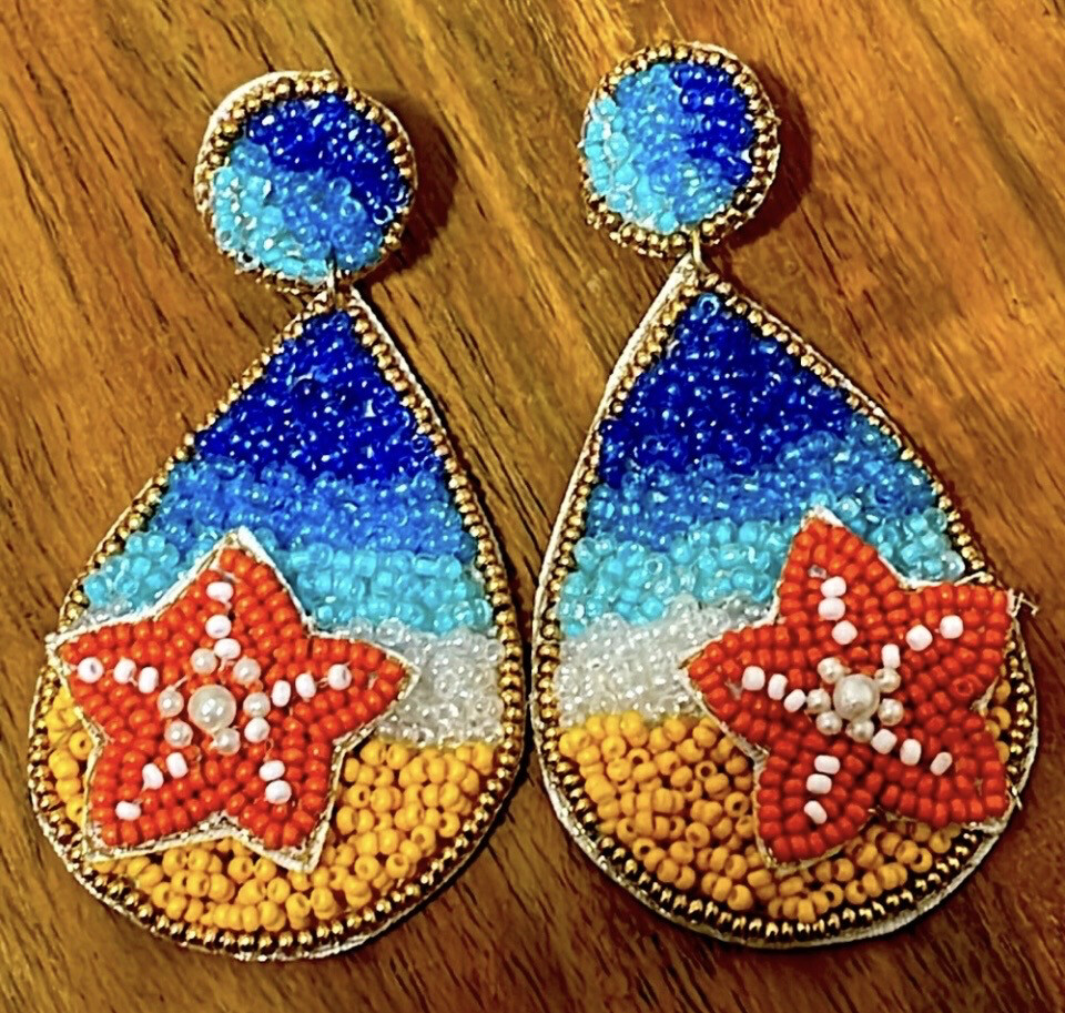 Under the Sea Multicolor Teardrop Beaded Earrings
