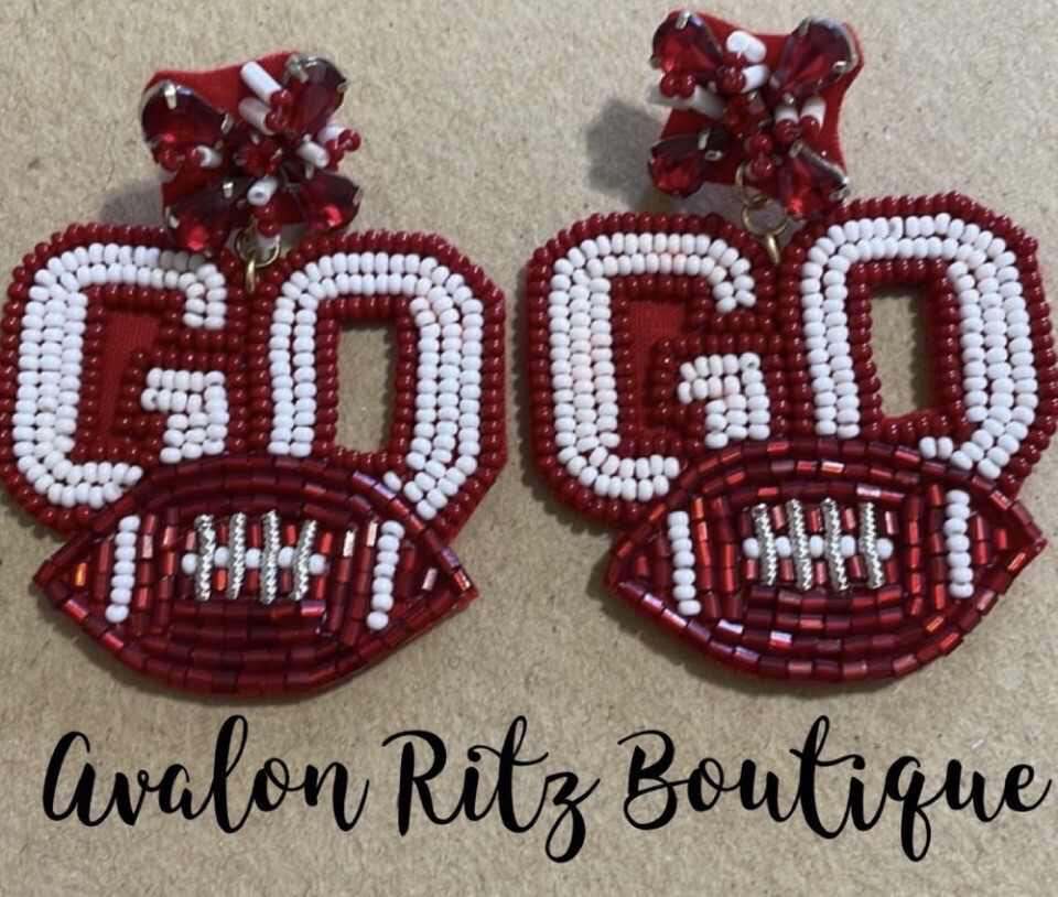 Football Beaded Game Day Earrings