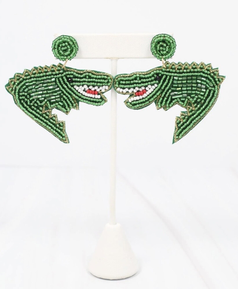 Caroline Green Gator Beaded Earrings Game Day