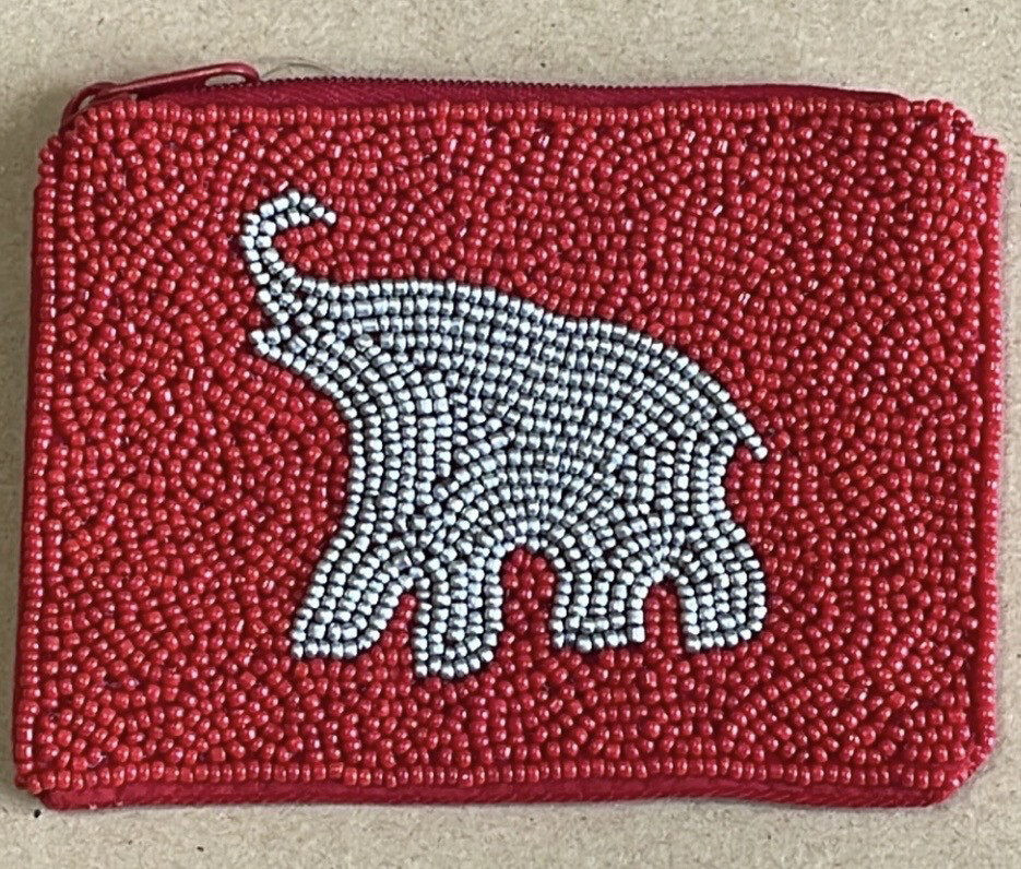 Elephant Beaded Coin Case Alabama Game Days