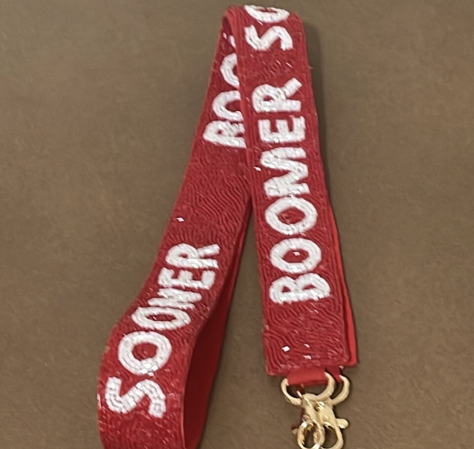 University of Oklahoma Boomer Sooner Beaded Purse Strap in Crimson and