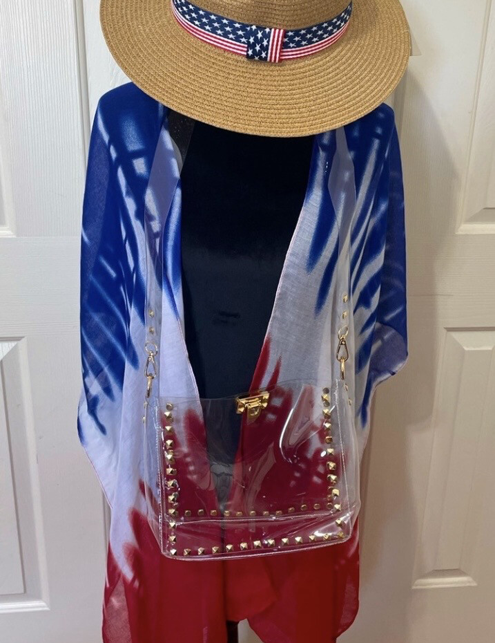 Red White Blue Patriotic Kimono One Size
