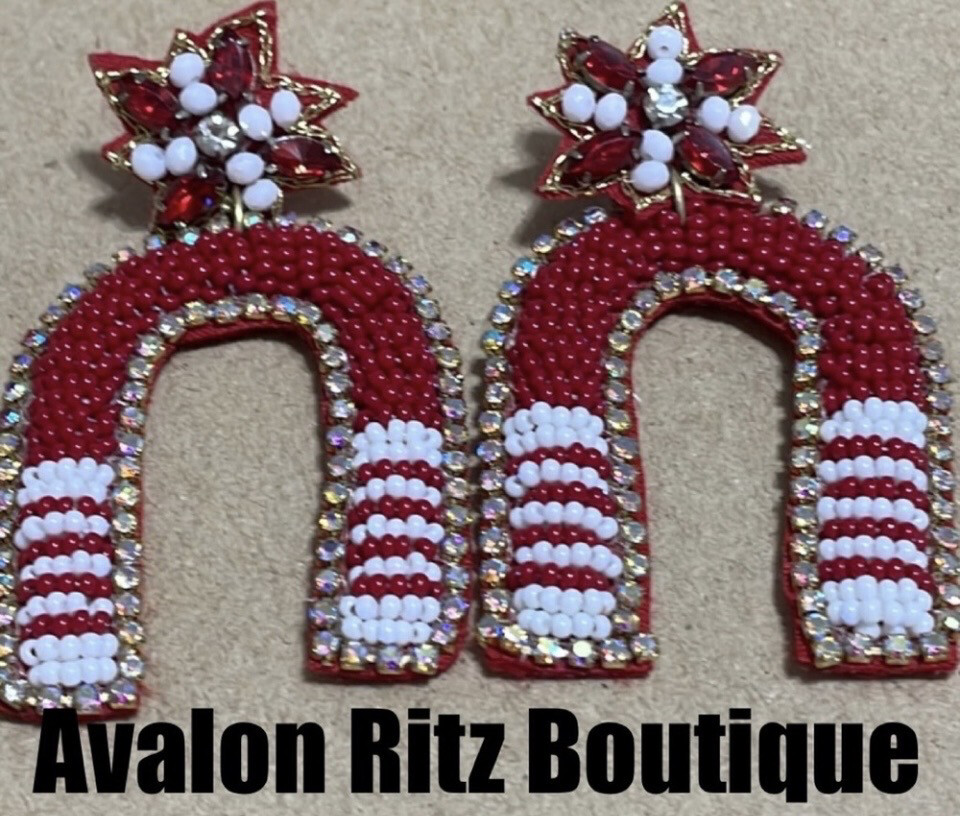 Game Day Beaded Iridescent Crystal Arch Earrings