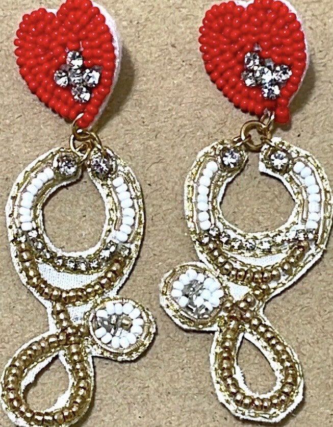 Be Still My Heart Beaded Rhinestone Stethoscope Earrings Nurse MD
