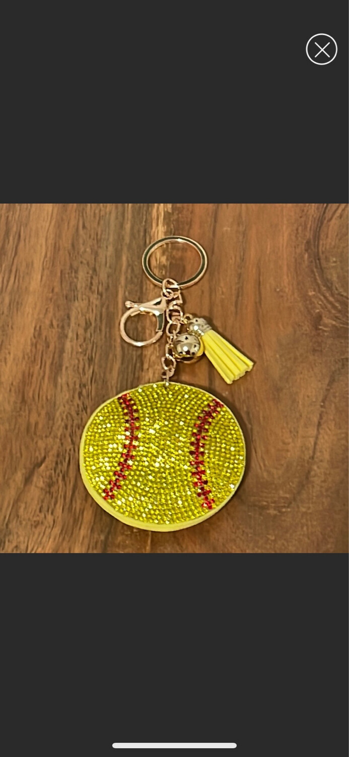 Lydia Softball Crystal Keychain