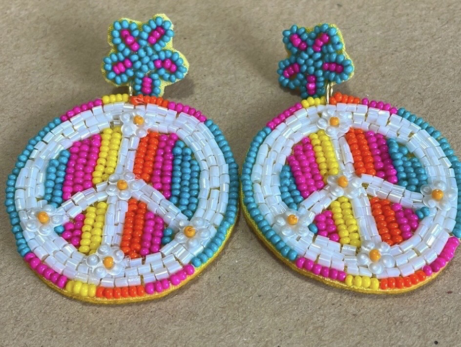 Hannah Multicolor Beaded Peace Earrings