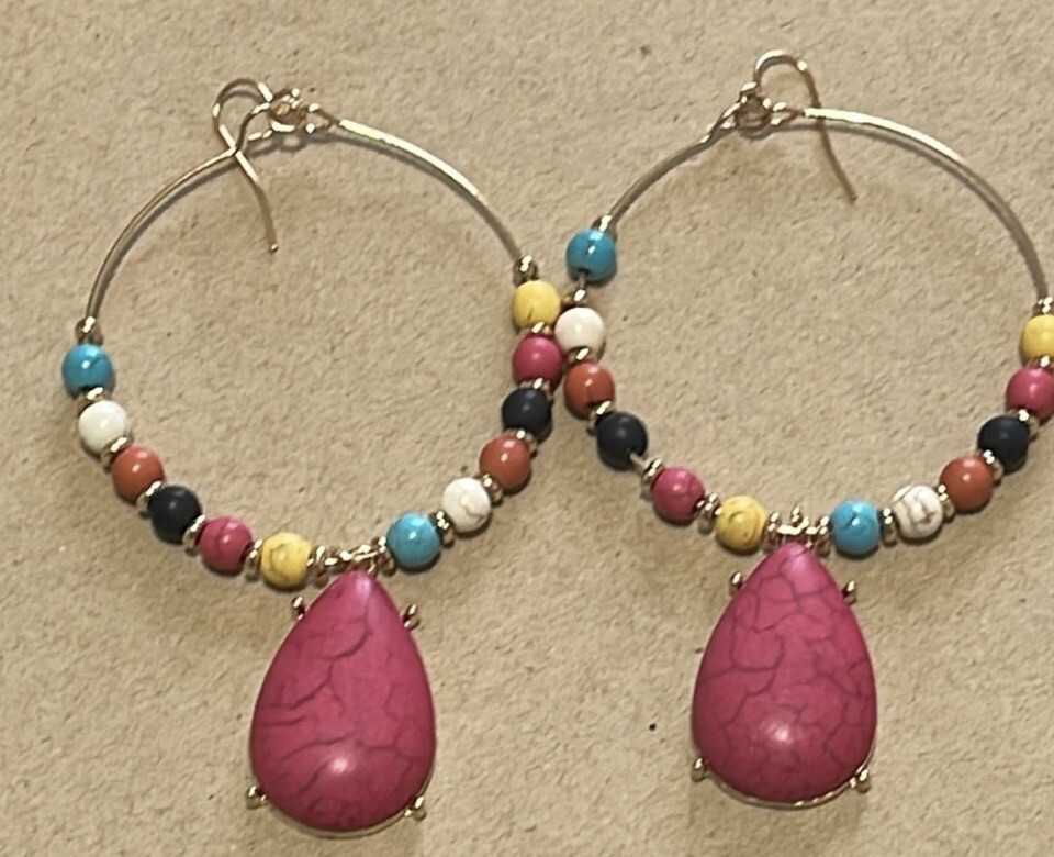 Mollie Large Multicolor Beaded Hoop Earrings