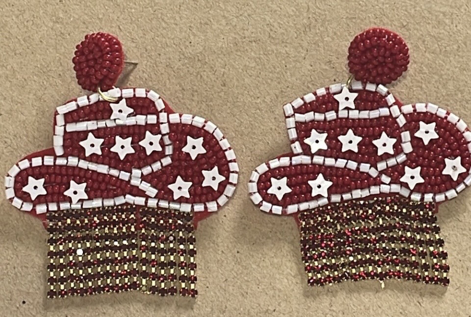 McKenna Hat Fringe Beaded Earrings Game Day