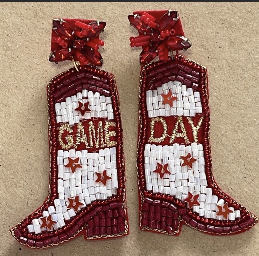 Game Day Beaded Boot Earrings