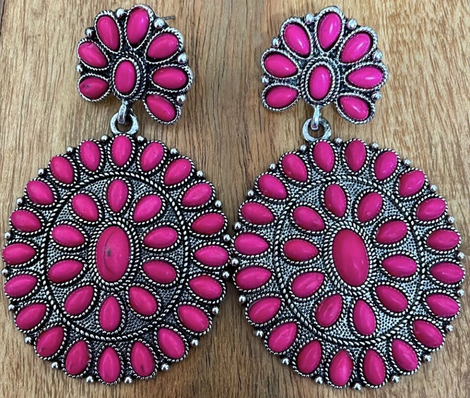 Julia Western Beaded Oval Dangle Earrings