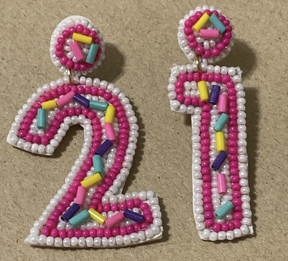 Gabby 21 Birthday Multicolor Beaded Earrings