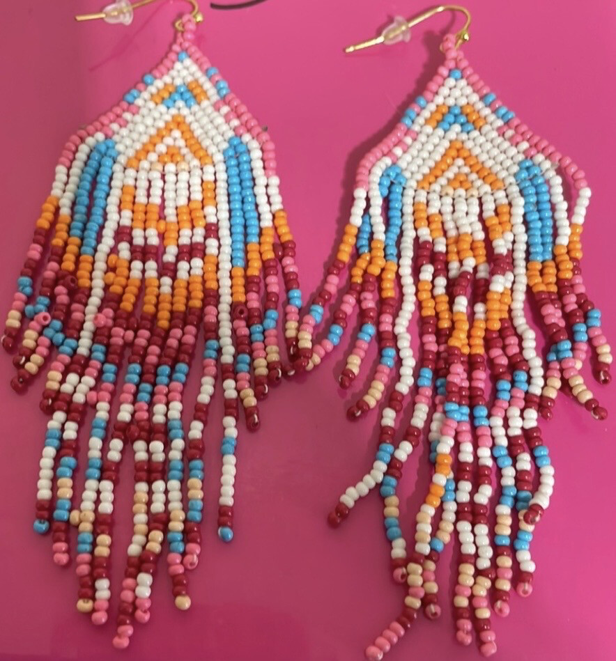 Jillian Multicolor Fringe Beaded Earrings