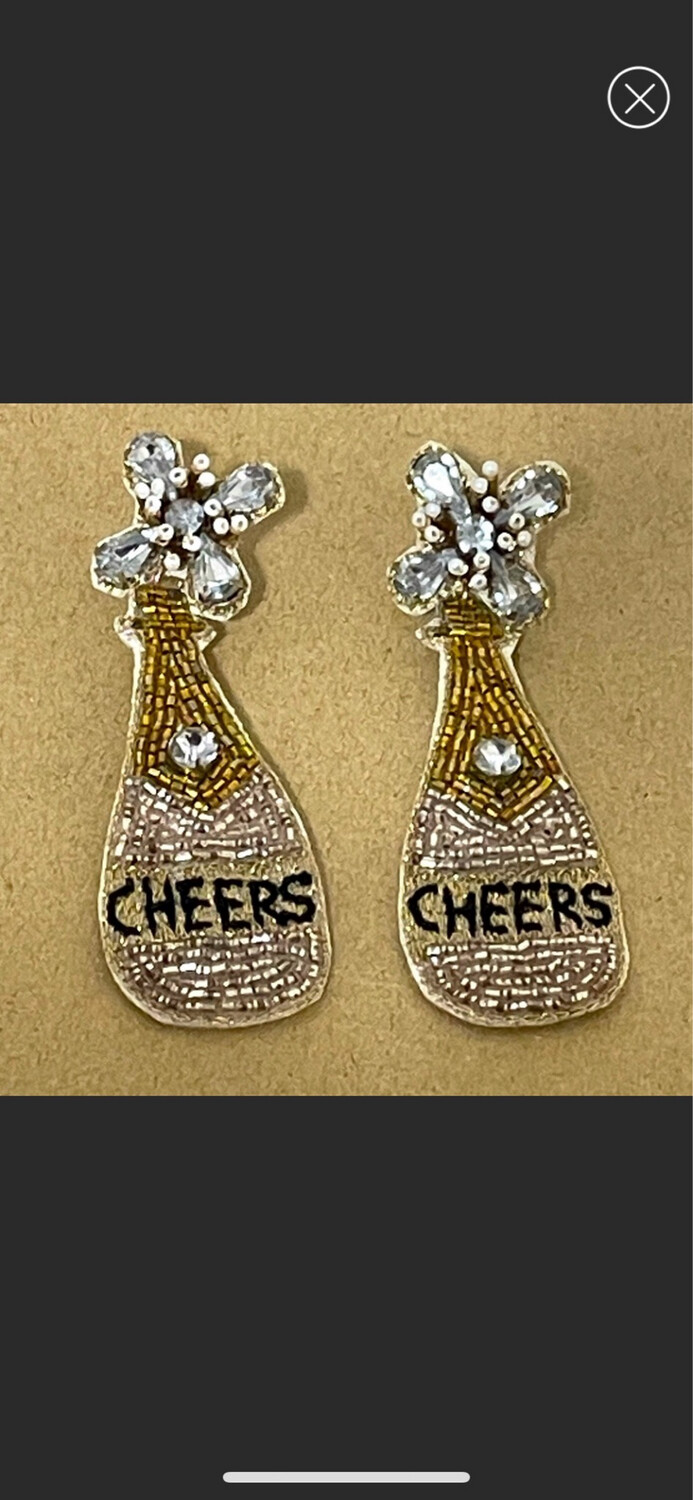 Cheers Beaded Crystal Bottle Earrings