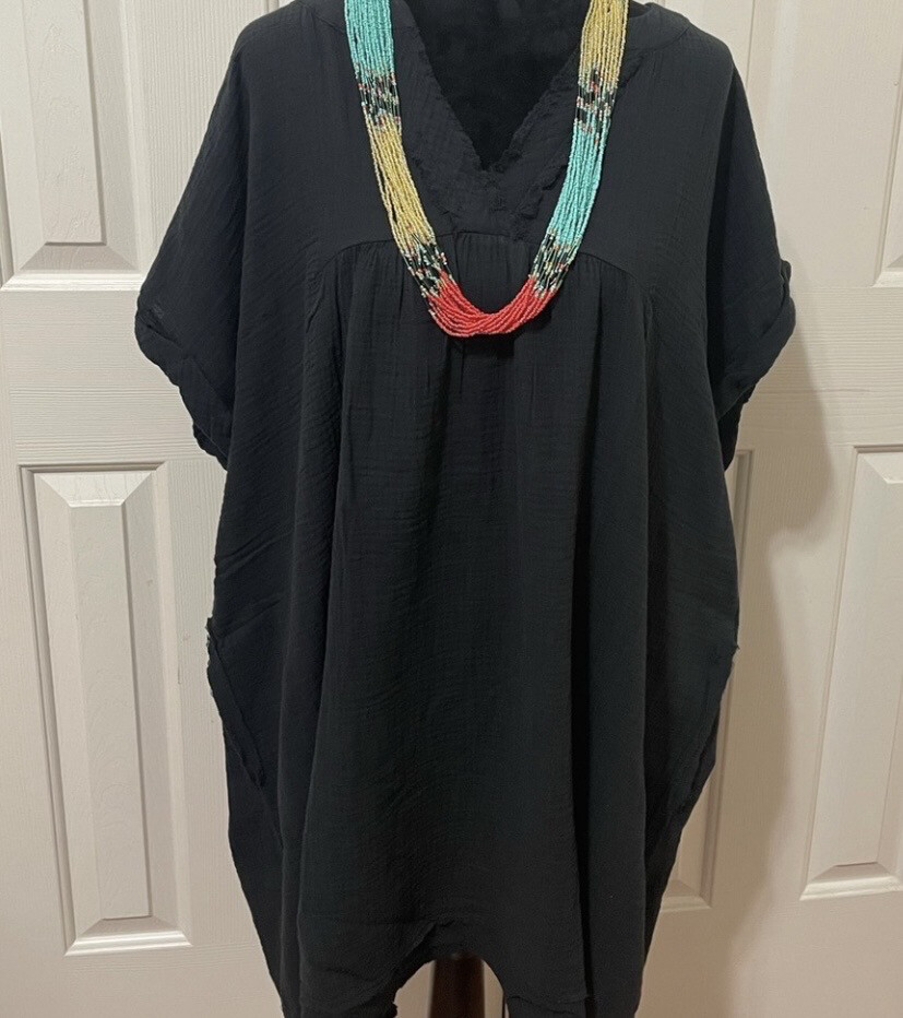 Zenana Black V-Neck Dress with Pockets Size 2X