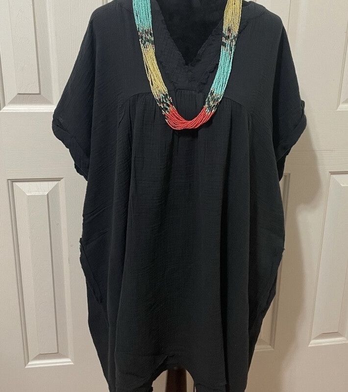 Zenana Black V-Neck Dress with Pockets Size 2X