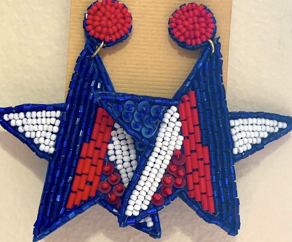 Patriotic Sequined Star Earrings