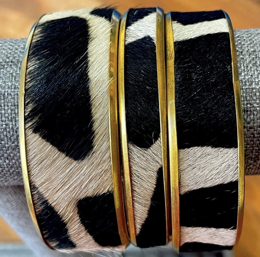 Adi Rae Animal Print Cow Print Bangle Bracelet Set of 3