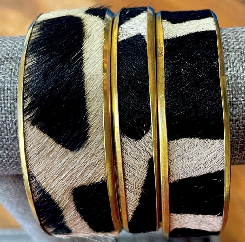 Adi Rae Animal Print Cow Print Bangle Bracelet Set of 3
