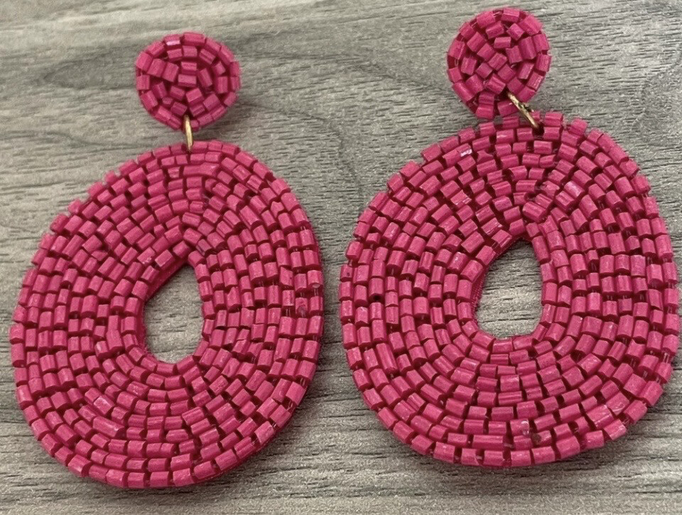 Alexandra Pink Beaded Earrings