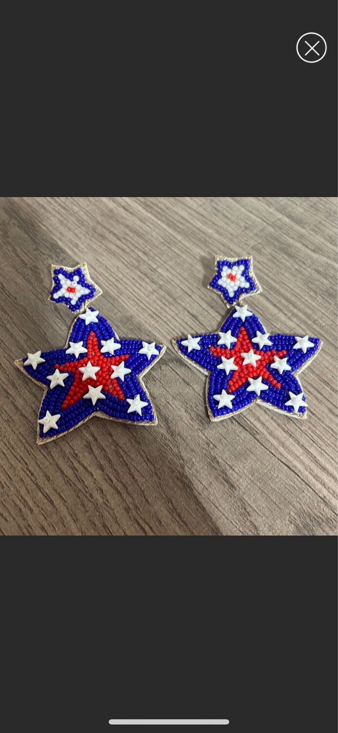 Patriotic Star Beaded Earrings