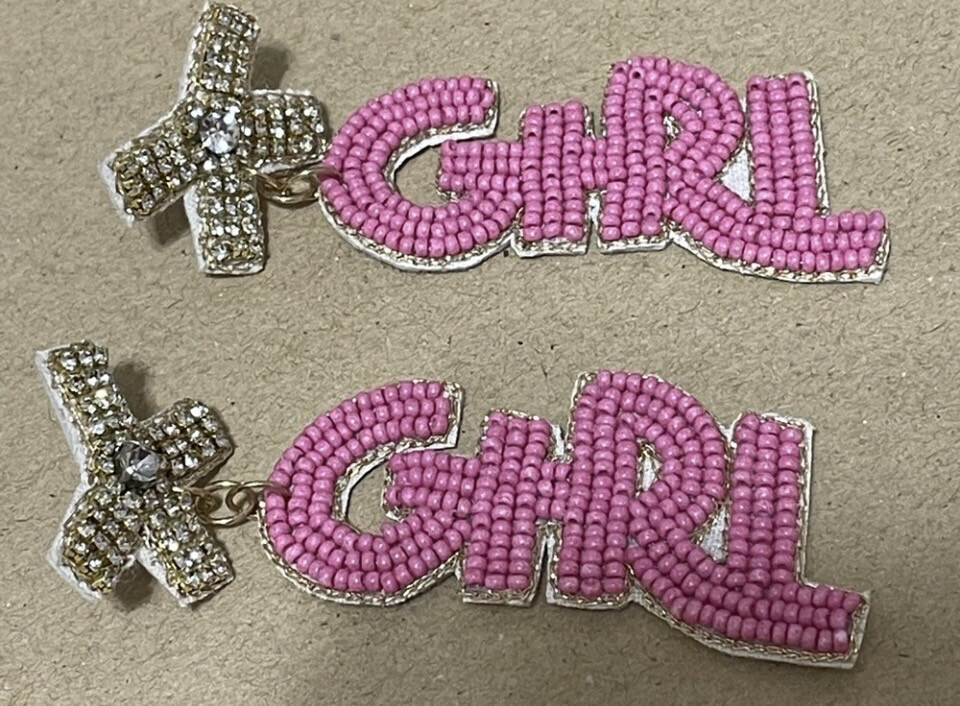 Girl Gender Reveal Beaded Crystal Earrings
