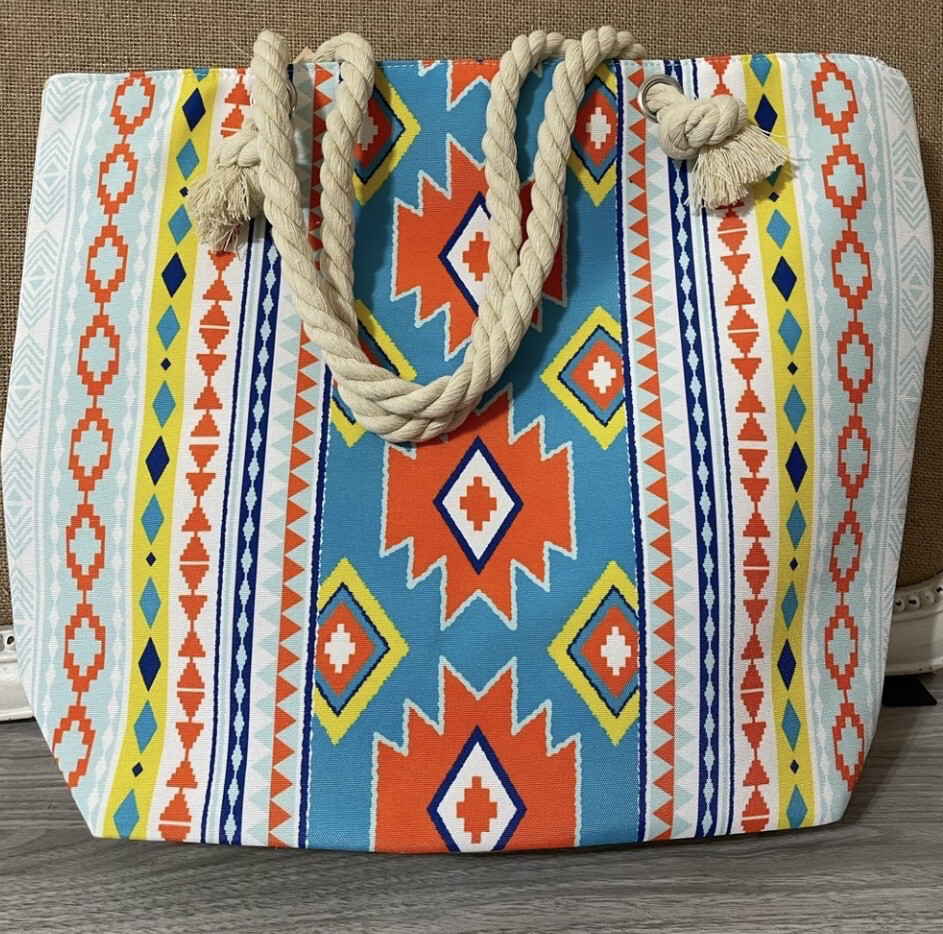 Multicolor Aztec Print Tote Bag