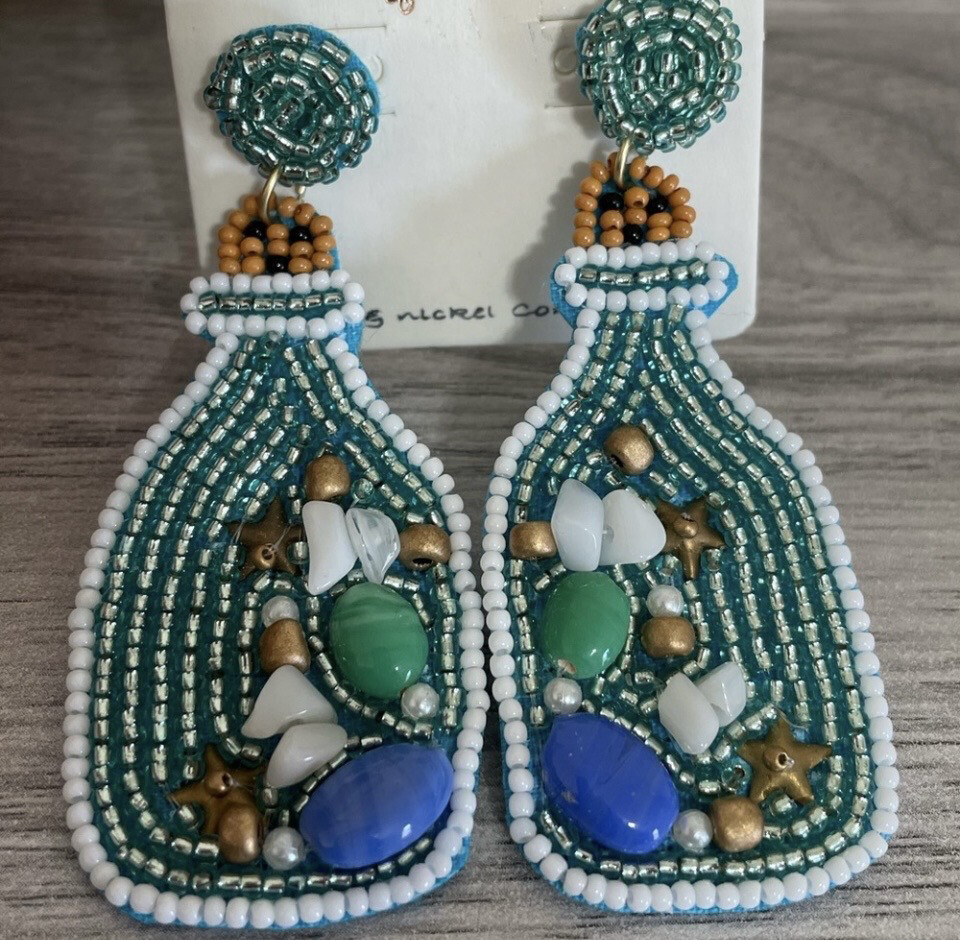 Multicolor Beach Bottle Beaded Earrings