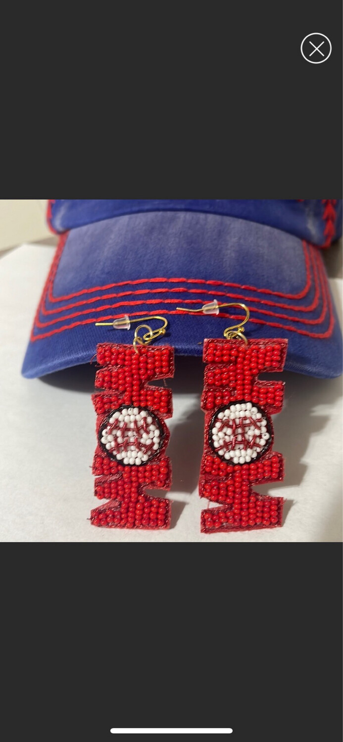 MOM Baseball Beaded Earrings