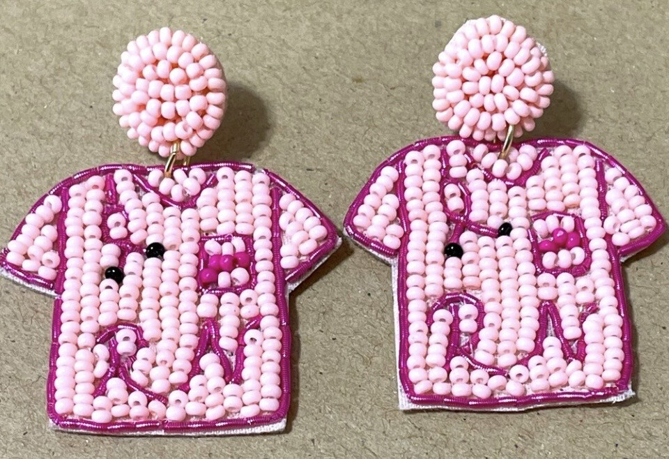 Pink Nurse RN Beaded Earrings