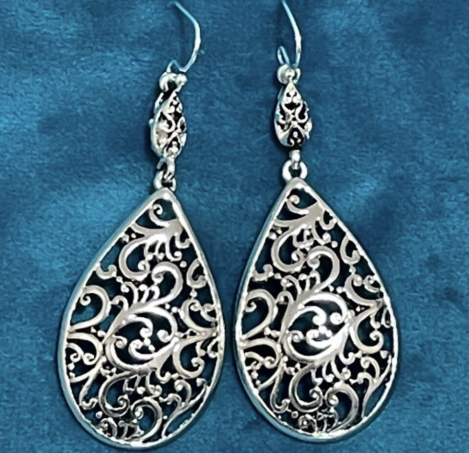 Ava Scroll Design Teardrop Earrings