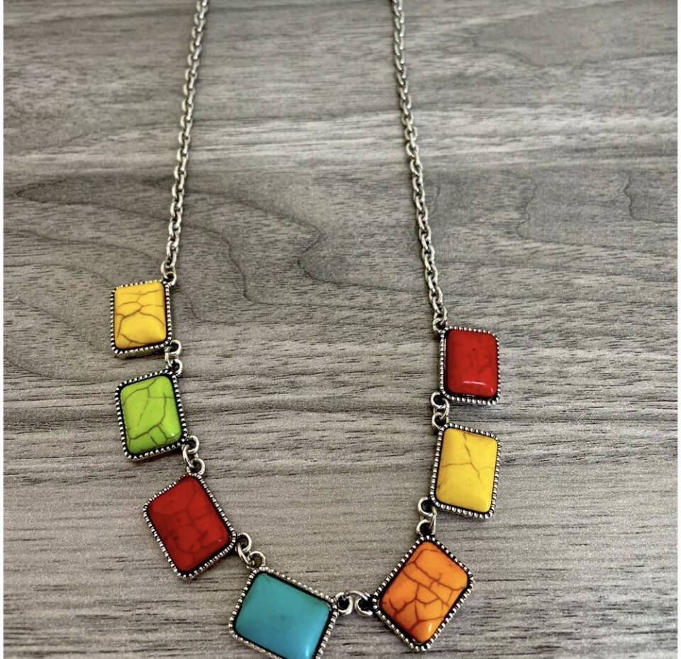 York Multicolor Marble Stones Necklace