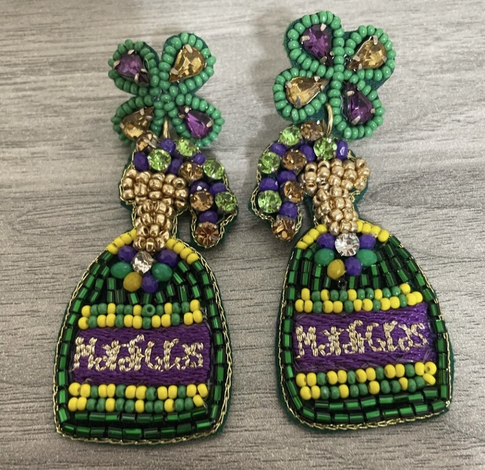 Mardi Gras Beaded Earrings