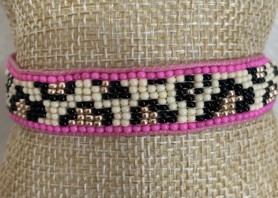 Josie Multi Pink Beaded Animal Print Stretch Bracelet