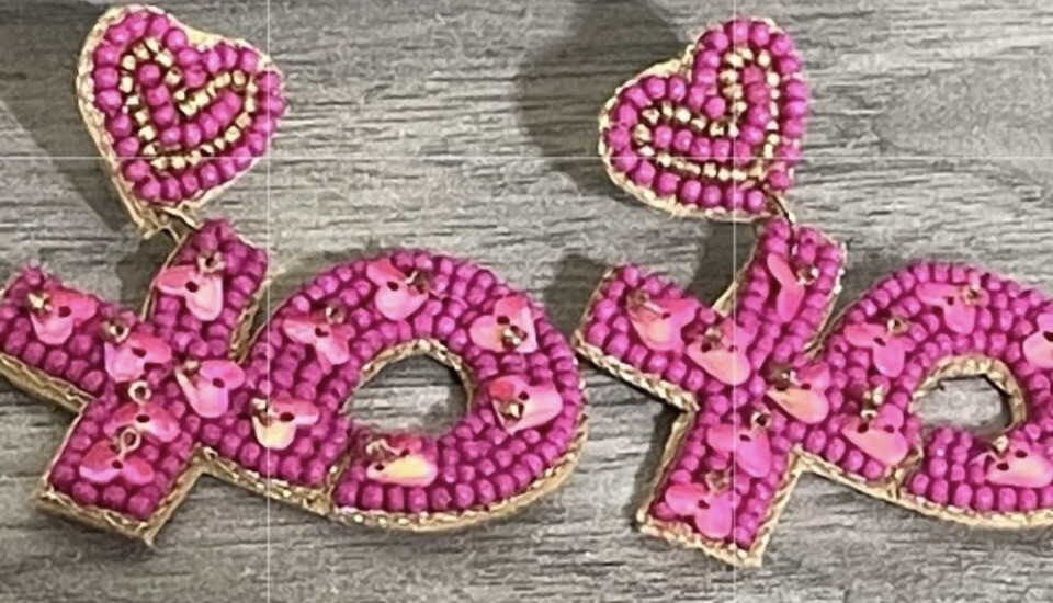 Pink Beaded XO Earrings