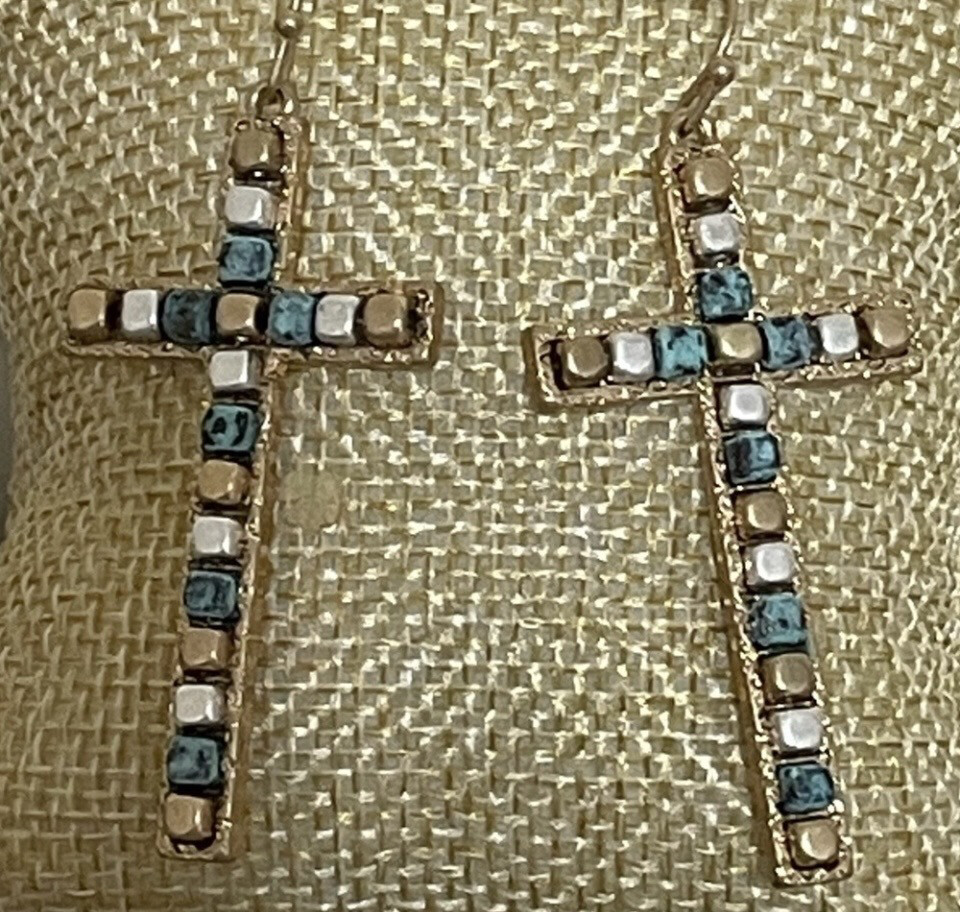 Sienna Turquoise Multi Cross Earrings