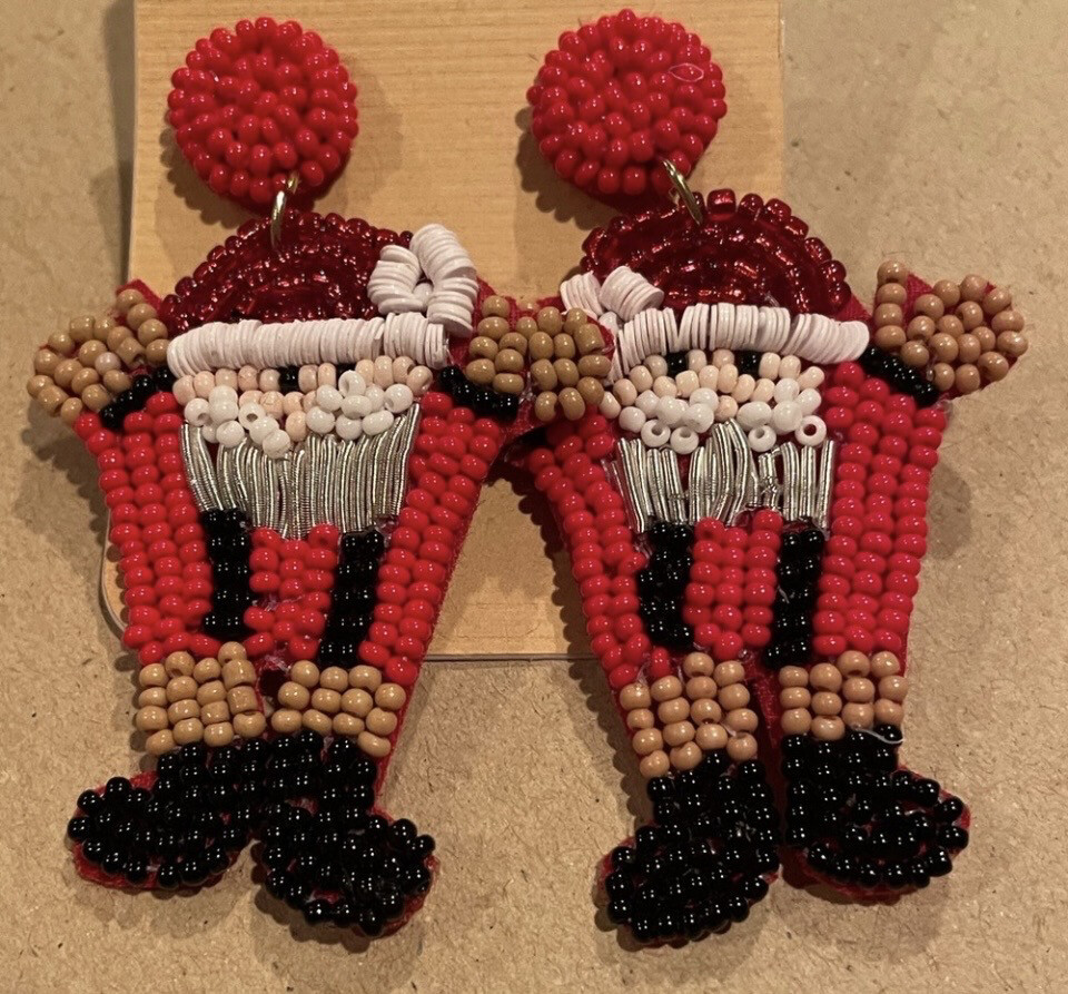 Multicolor Beaded Santa Earrings
