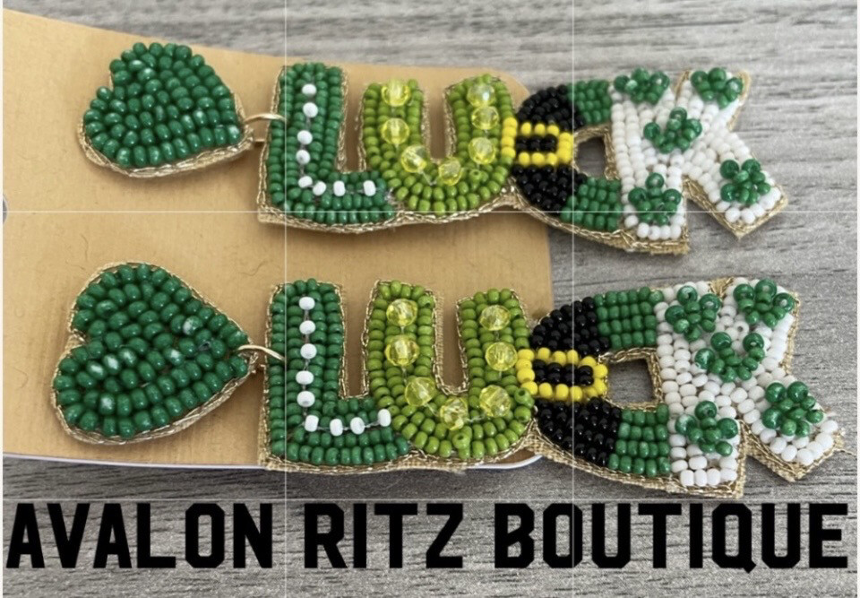 St Patty's Day LUCK Beaded Earrings