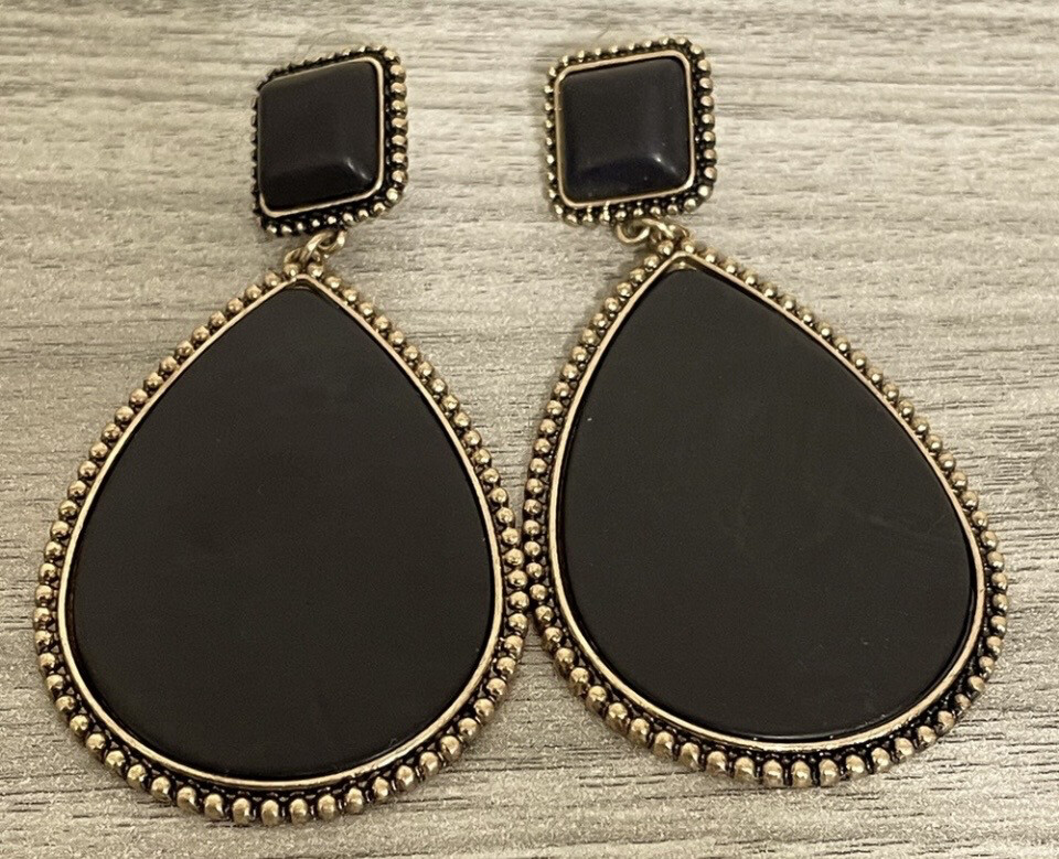 Casablanca Black Gold Teardrop Earrings