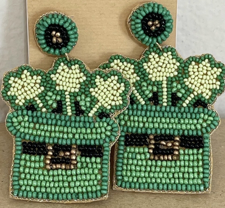St Patty's Day Beaded Earrings