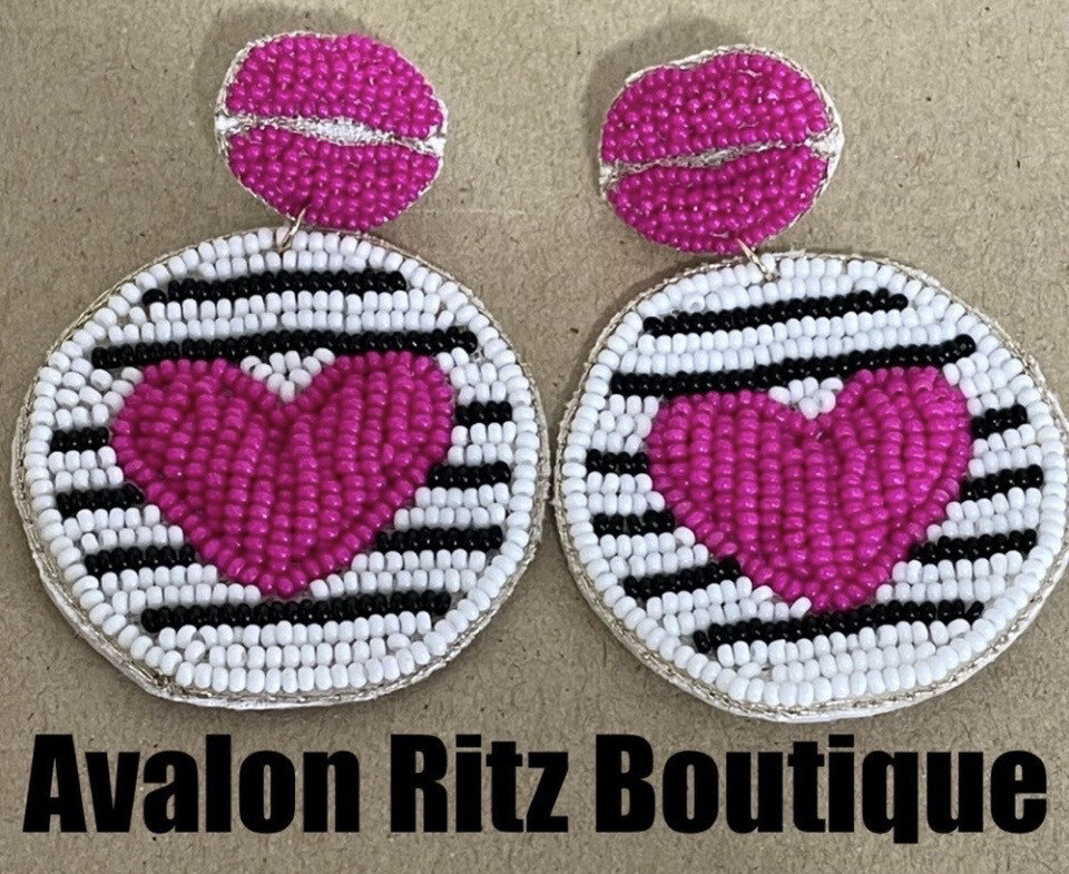 Love Kisses Heart Beaded Earrings