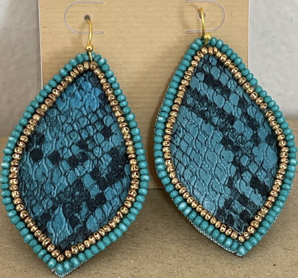 Dottie Turquoise Gold Snakeskin Earrings