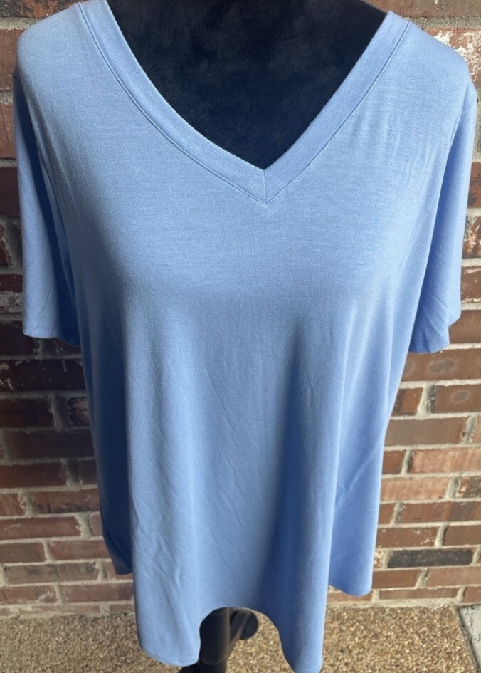 Light Blue Zenana V-Neck Top Size 2X