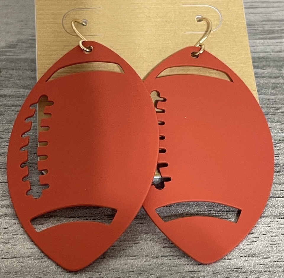 Orange Football Earrings