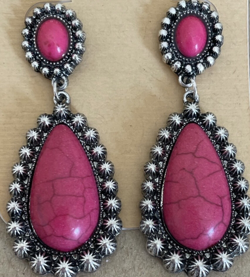 Catherine Silver Fuchsia Pink Earrings